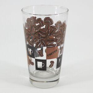 Coffee Theme Beans Cups Drinking Glasses Set of 4